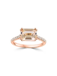 14K Rose Gold, Morganite & 0.13 TCW Diamond Ring