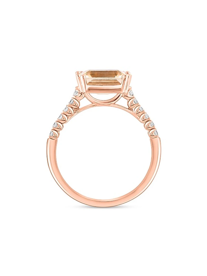 14K Rose Gold, Morganite & 0.13 TCW Diamond Ring