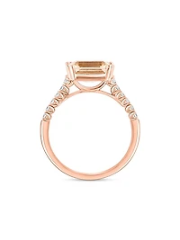 14K Rose Gold, Morganite & 0.13 TCW Diamond Ring