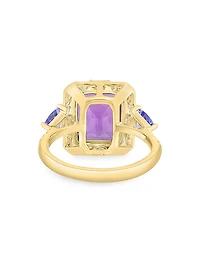 14K Yellow Gold & Multi-Gemstone Halo Ring