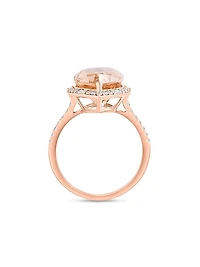 14K Rose Gold, Morganite & 0.49 TCW Diamond Halo Ring