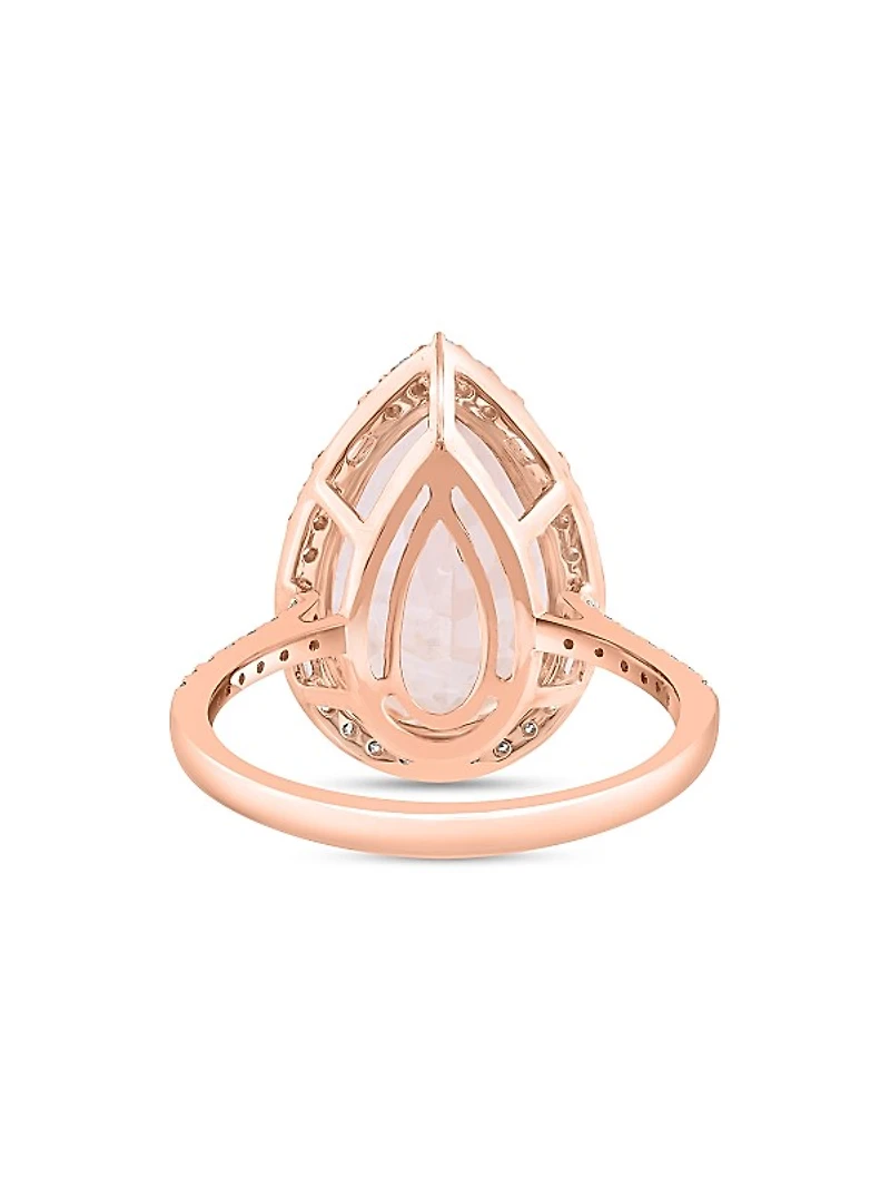 14K Rose Gold, Morganite & 0.49 TCW Diamond Halo Ring