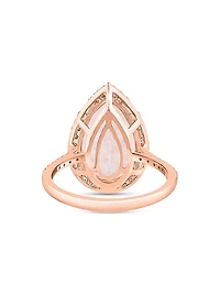 14K Rose Gold, Morganite & 0.49 TCW Diamond Halo Ring