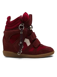 Bekett 50MM Charm-Detail Studded Suede Wedge Sneakers