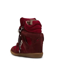 Bekett 50MM Charm-Detail Studded Suede Wedge Sneakers