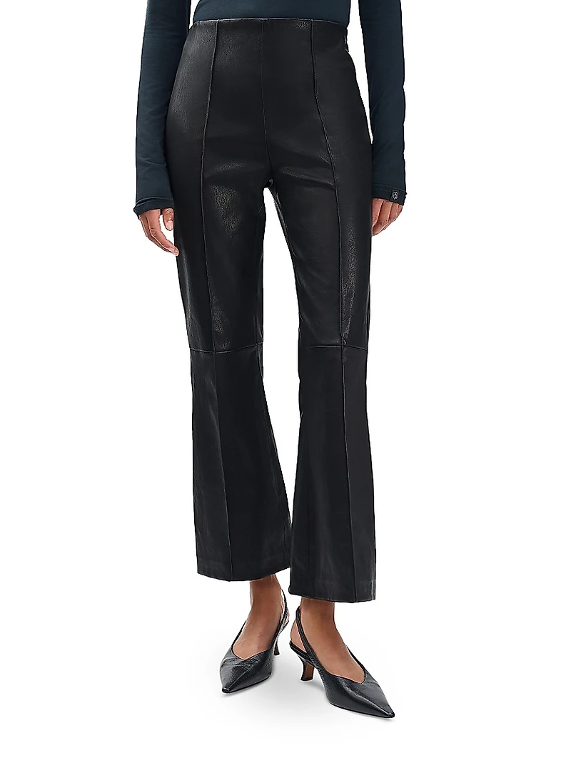 Irina Leather Kick Flare Pants