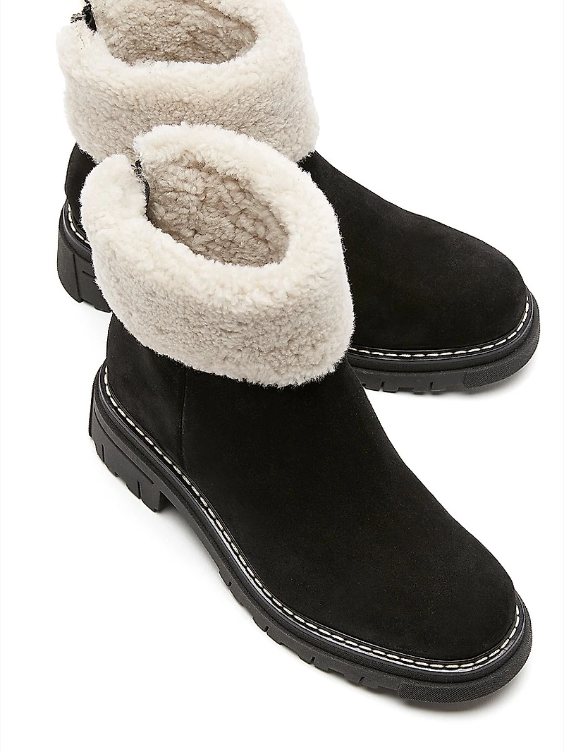 Dwayne Suede Shearling-Cuff Boots