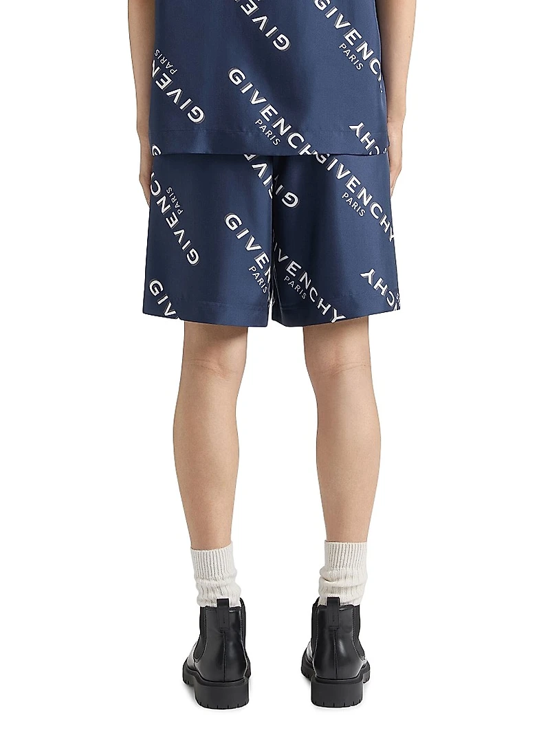 Shadow Printed Bermuda Shorts Silk