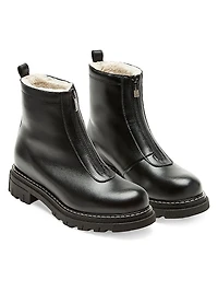 Delta Leather Shearling-Lined Ankle Boots