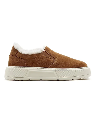 Valerie Suede Shearling-Lined Slip-On Platform Sneakers