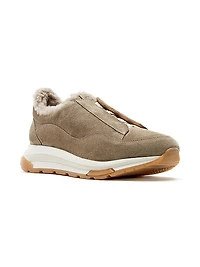 Vada Suede Shearling-Lined Low-Top Sneakers