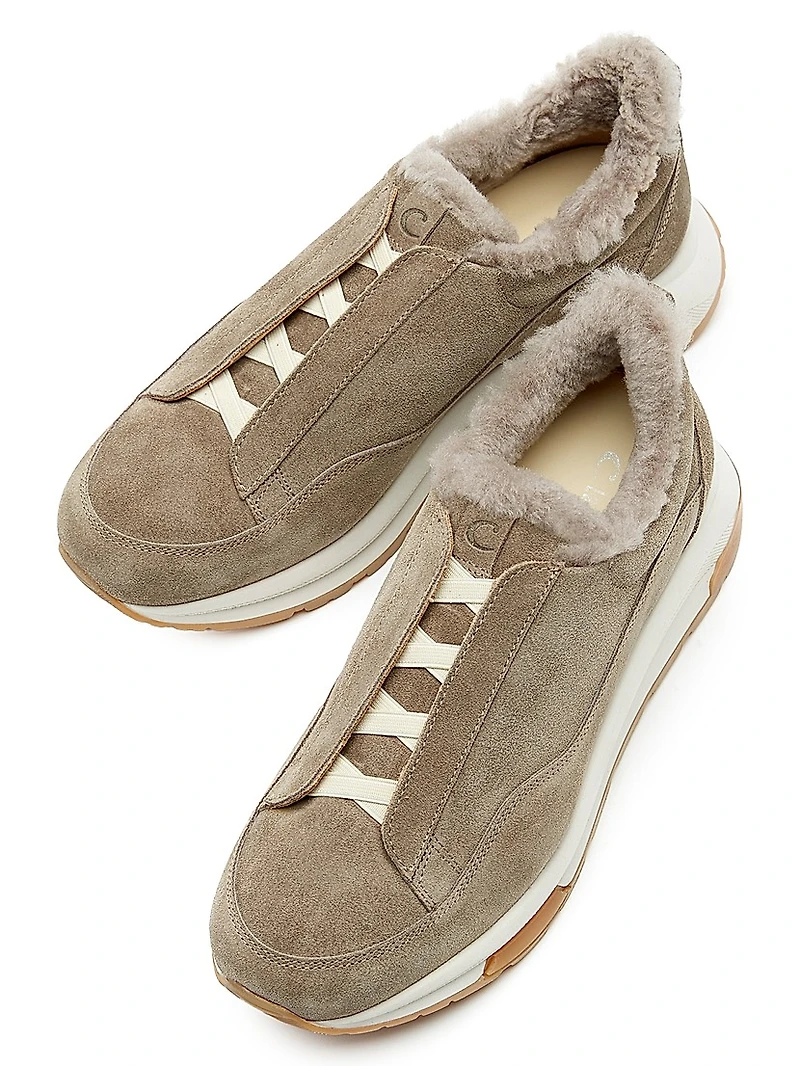 Vada Suede Shearling-Lined Low-Top Sneakers