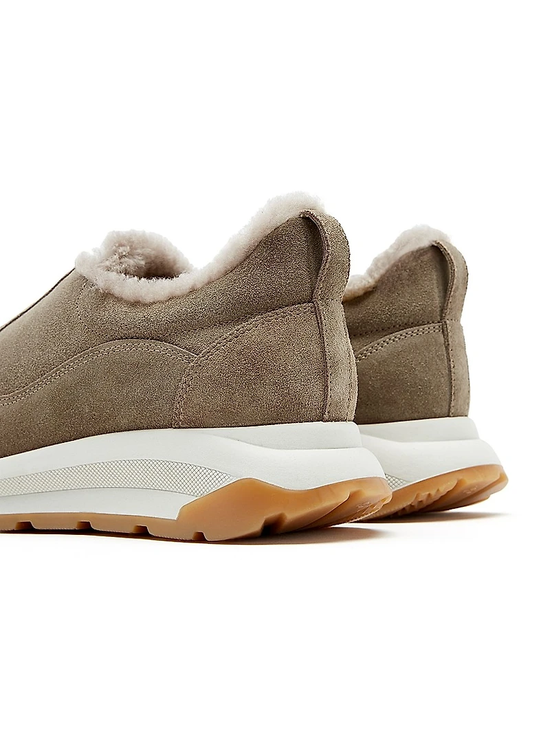 Vada Suede Shearling-Lined Low-Top Sneakers