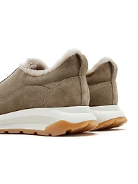 Vada Suede Shearling-Lined Low-Top Sneakers