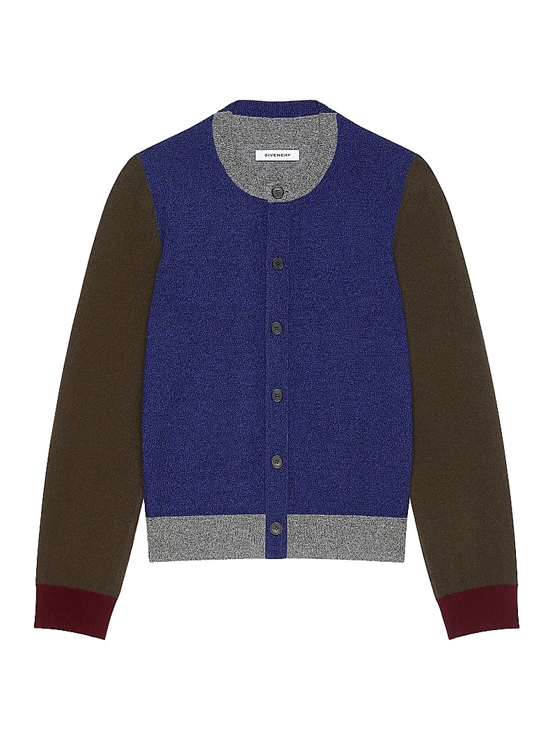 Color Block Cardigan Wool