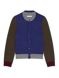 Color Block Cardigan Wool