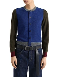 Color Block Cardigan Wool