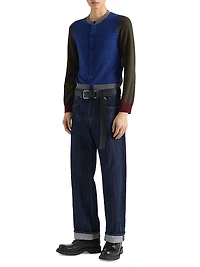 Color Block Cardigan Wool