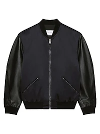 Bomber Jacket in Satin and Nappa Leather