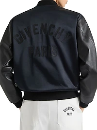 Bomber Jacket in Satin and Nappa Leather