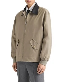 Harrington Jacket in Cotton with Leather Details