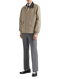 Harrington Jacket in Cotton with Leather Details