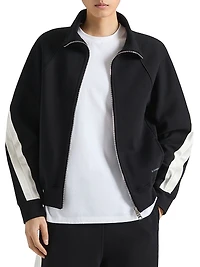 Zipped Sweatshirt Scuba with Satin Seams