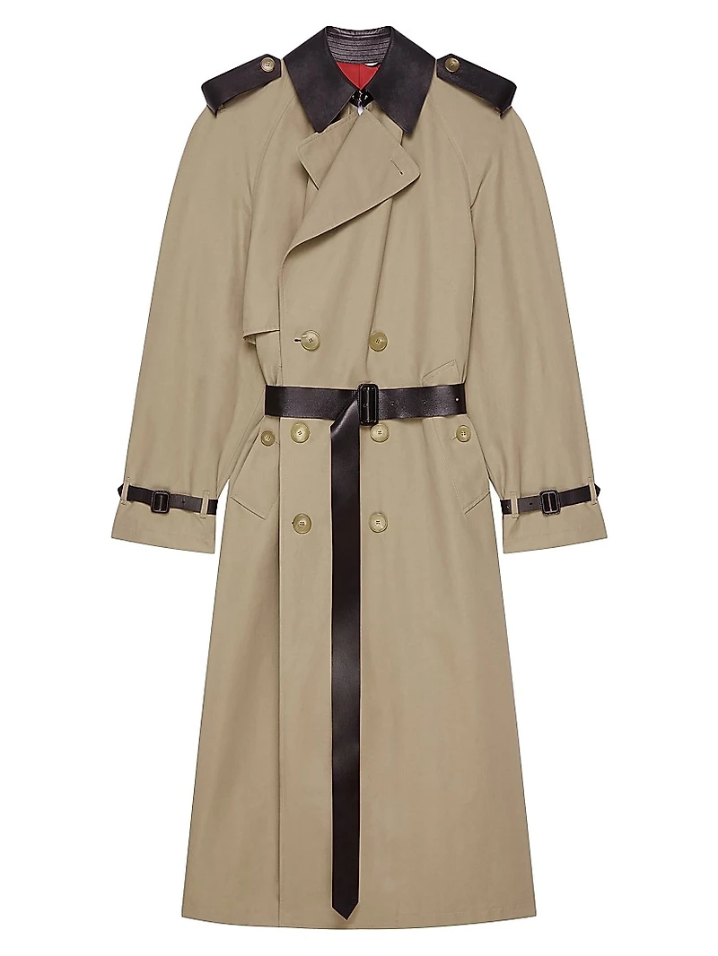 Trenchcoat Cotton with Leather Details