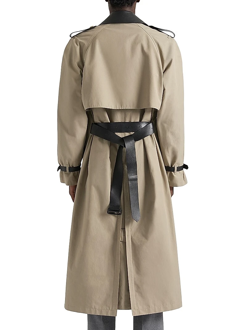 Trenchcoat Cotton with Leather Details