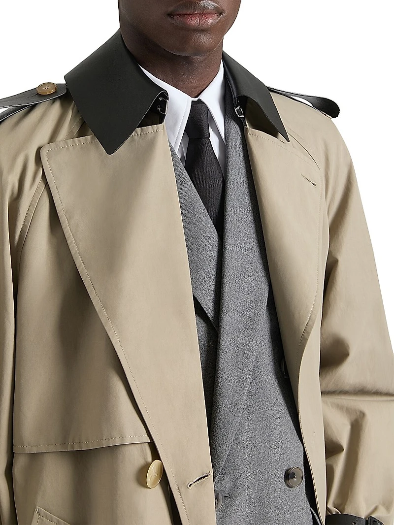 Trenchcoat Cotton with Leather Details