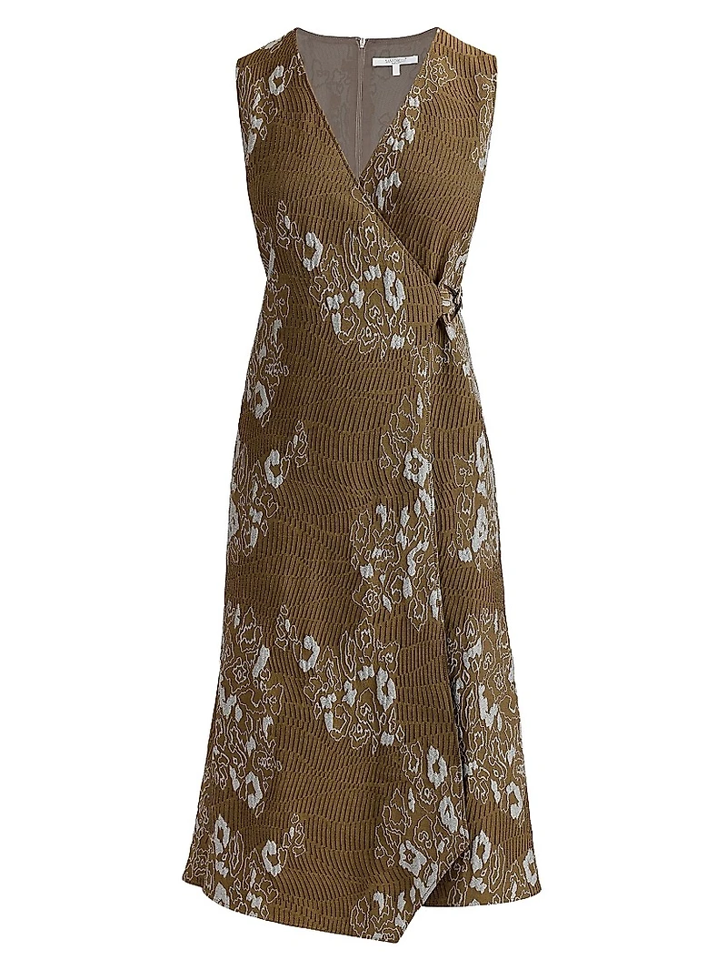 Ursa Jacquard Wrap Midi-Dress