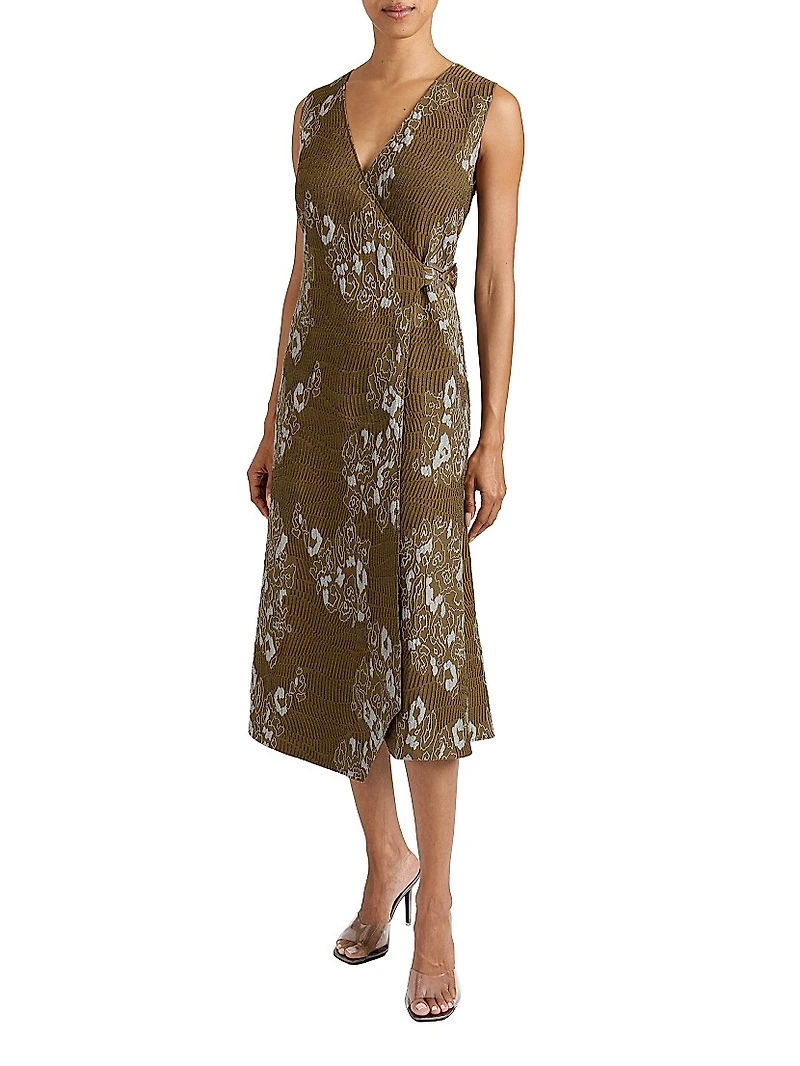 Ursa Jacquard Wrap Midi-Dress