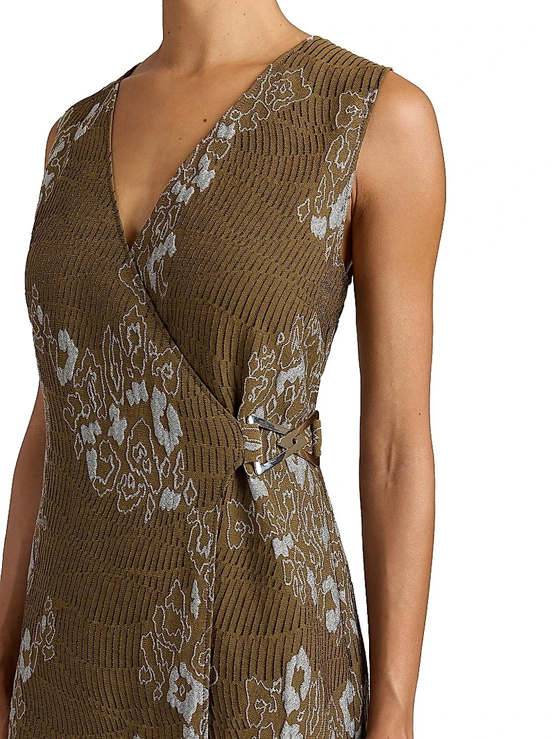 Ursa Jacquard Wrap Midi-Dress