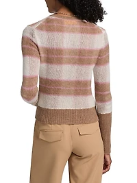 Shadow-Plaid Wool-Blend Cardigan