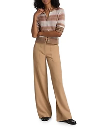 Shadow-Plaid Wool-Blend Cardigan