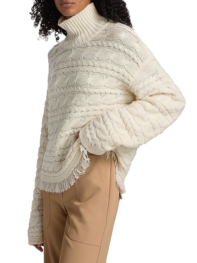 Cable-Knit Wool-Cashmere Turtleneck Sweater