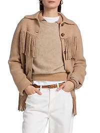 Western Fringe Wool-Cashmere Jacket