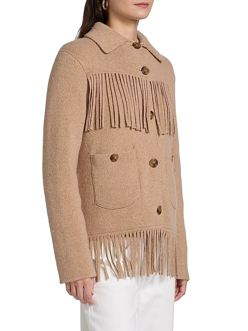 Western Fringe Wool-Cashmere Jacket
