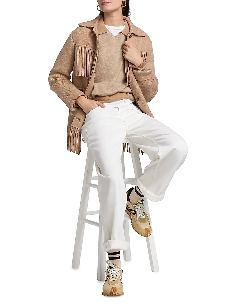 Western Fringe Wool-Cashmere Jacket