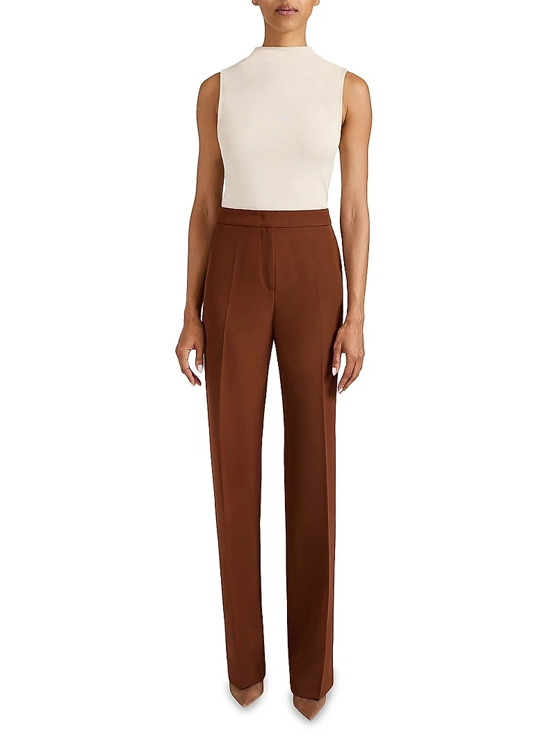 Pleated Straight-Leg Pants