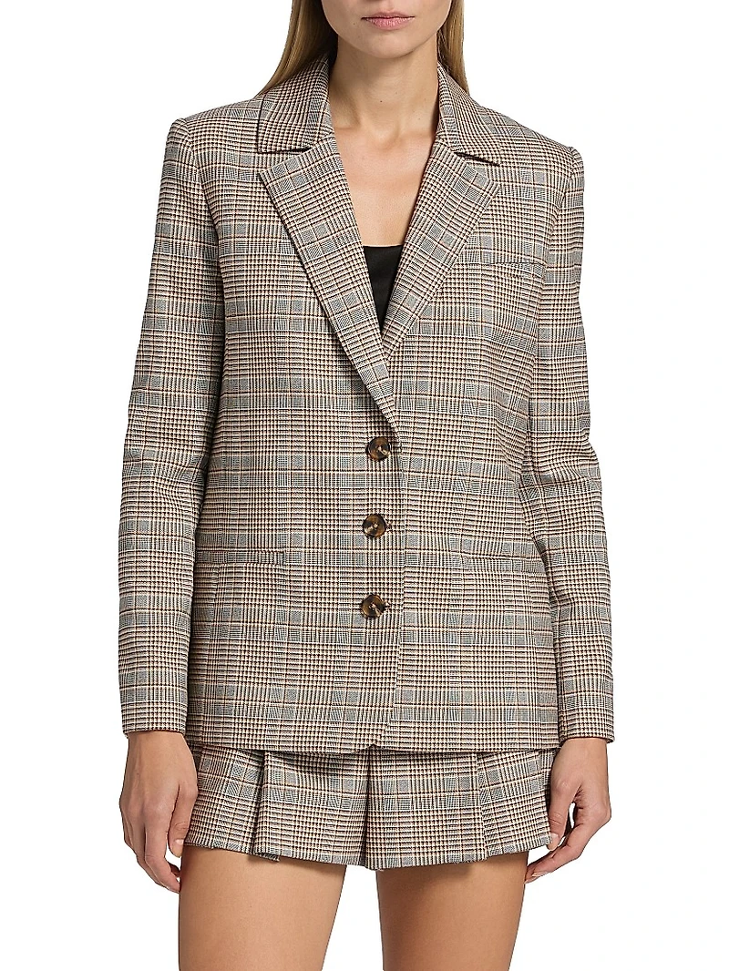 Michael Glen Checked Boxy Blazer