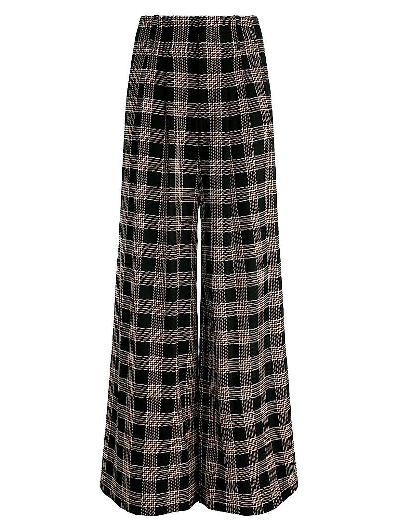 Eloise Plaid Wide-Leg Pants