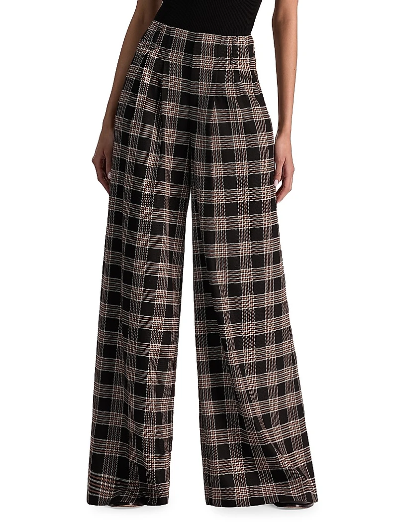Eloise Plaid Wide-Leg Pants