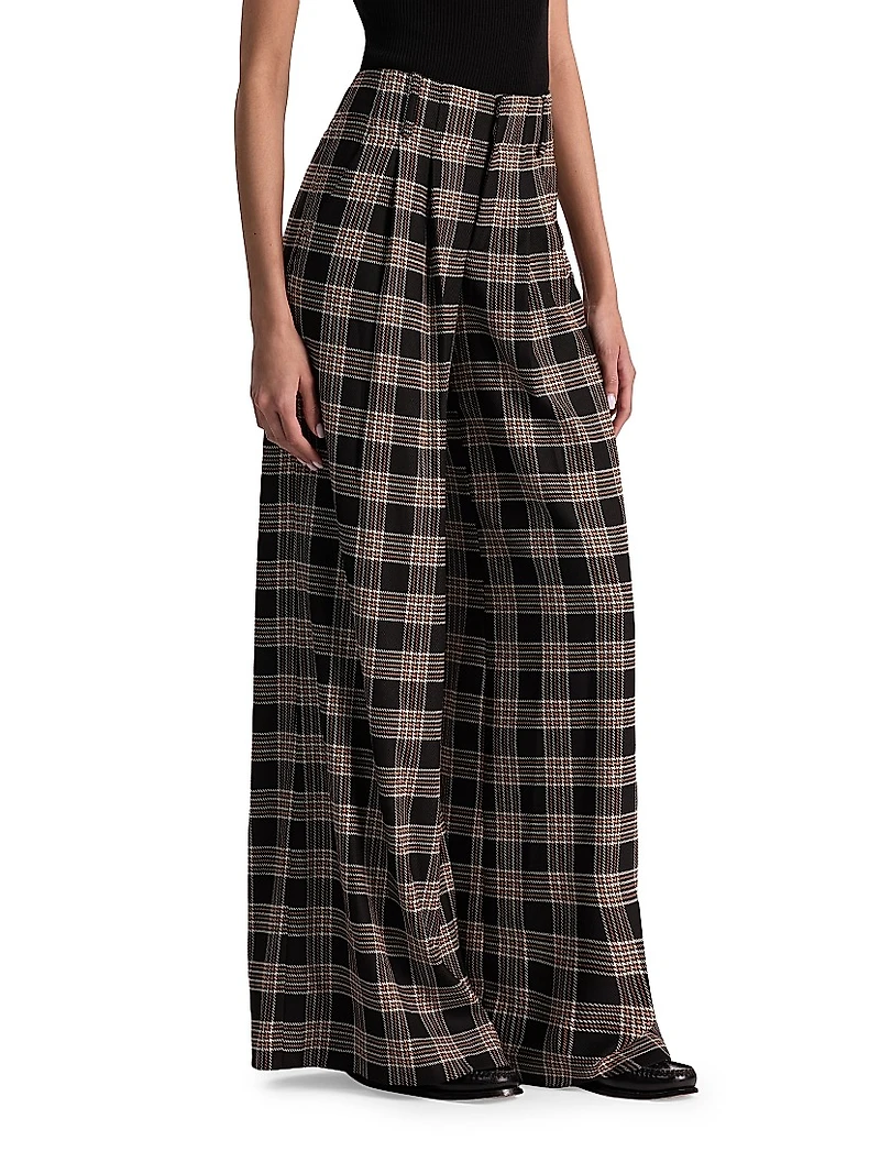 Eloise Plaid Wide-Leg Pants