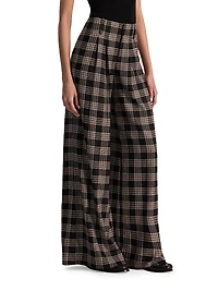 Eloise Plaid Wide-Leg Pants