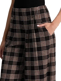 Eloise Plaid Wide-Leg Pants