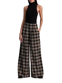 Eloise Plaid Wide-Leg Pants