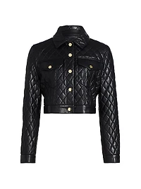 Chloe Quilted Faux-Leather Crop Jacket