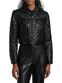 Chloe Quilted Faux-Leather Crop Jacket