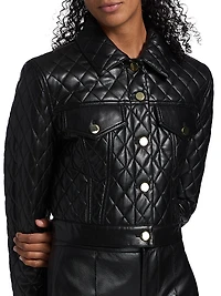 Chloe Quilted Faux-Leather Crop Jacket